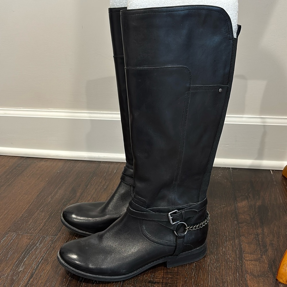 Marc Fisher Alexis Black Leather Riding Boots size 9